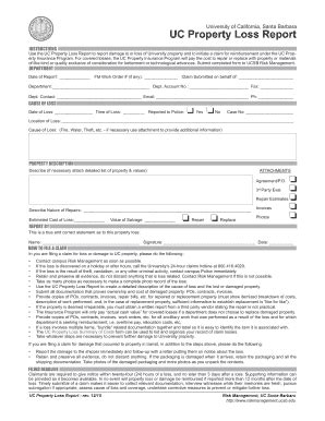 Fillable Online Uc Property Loss Report Fax Email Print Pdffiller