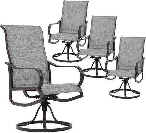 Amopatio Patio Swivel Chairs Set Of 4 High Back Outdoor Dining Chair