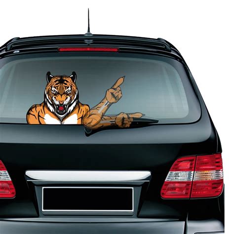 Tiger Waving Arm Wiper Decals Pvc Car Styling Rear Window Wiper 6ce