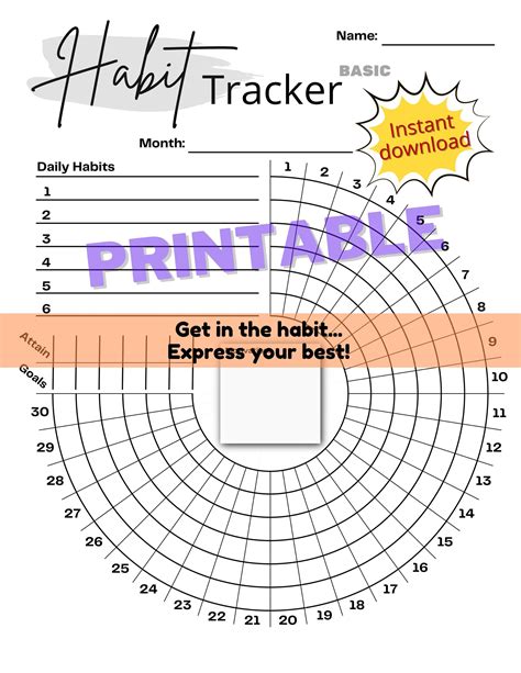 Habit Tracker Basic Pdf Form Daily Habit Tracker Circle Pdf Etsy In