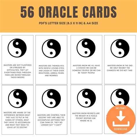 Printable Oracle Cards Printable Self Mastery Oracle Deck Digital File