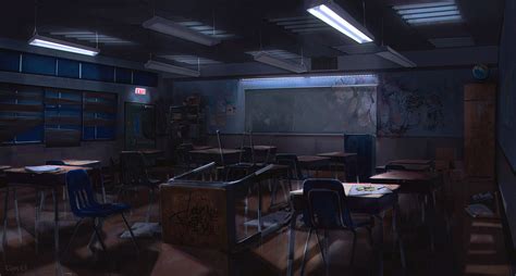 Artstation Classroom At Night Olga Ok