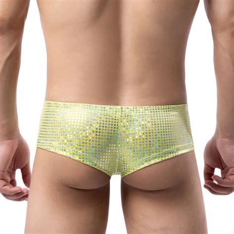 Herren H Schen Unterw Sche M Nner Bikini Solide Boxer Cueca Sexy Pailletten Boxershorts Mini
