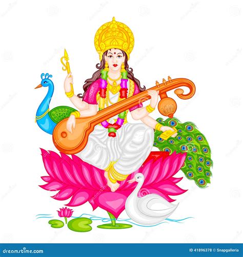 Goddess Saraswati Stock Vector Illustration Of Hindu