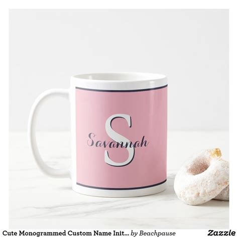 Cute Monogrammed Custom Name Initial Pink Blue Coffee Mug Zazzle