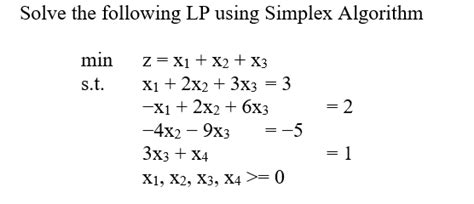 Solved Solve The Following Lp Using Simplex Algorithm