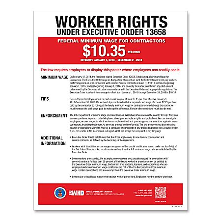 Complyright Federal Contractor Minimum Wage Poster Spanish X