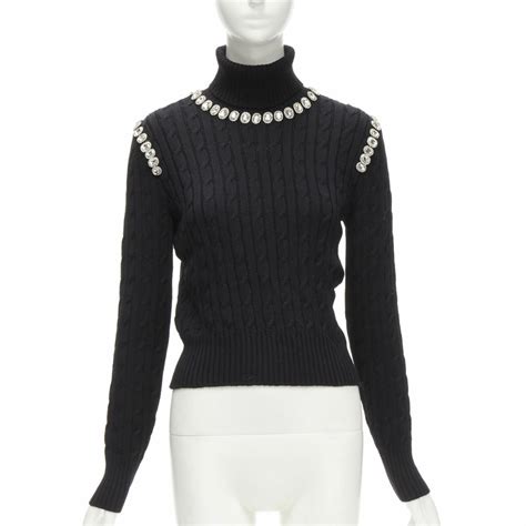 Giuseppe Di Morabito Black Wool Crystal Embellished Cable Knit