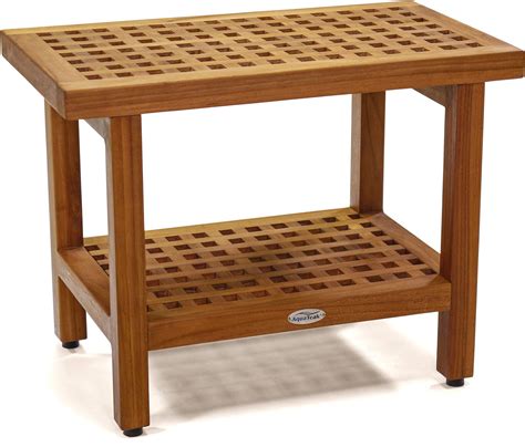 Buy Fully Assembled Aquateak The Original 24 Grate Teak Shower Bench With Shelf Online At