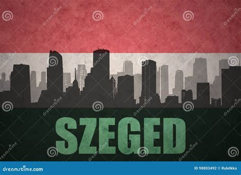 Abstract Silhouette Of The City With Text Szeged At The Vintage