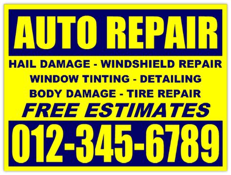 Auto Repair Signs Mechanic Yard Sign Hail Damage