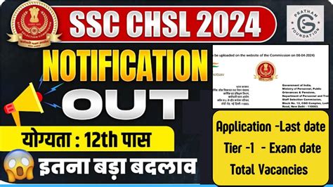 Ssc Chsl Notification 2024 Out🔥 Ssc Chsl Vacancy 2024 Ssc Chsl 2024