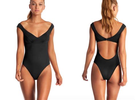 Vitamin A Swim Black Ecolux Capri Off Shoulder One Piece S Nwt