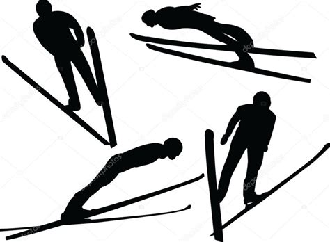 Ski Jumping Silhouette Collection Stock Vector Violeta