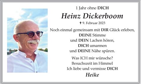 Traueranzeigen Von Heinz Dickerboom Trauer In Nrw De