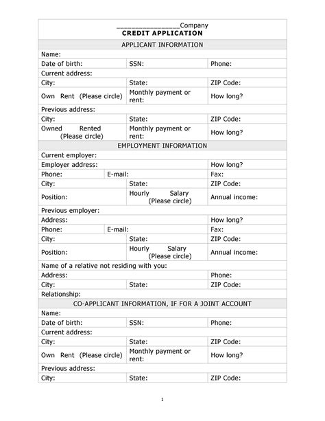 40 Free Credit Application Form Templates And Samples