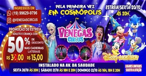 Venega s Circus Domingo 16 00h em Cosmópolis Sympla