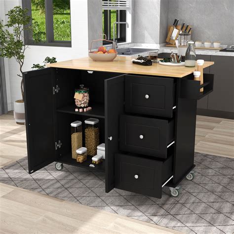 Kitchen Island On Wheels Kitchen Cart With Drop Leaf Countertop