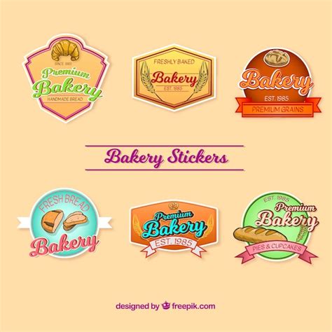 Free Vector Set Of Bakery Stickers In 2d Style