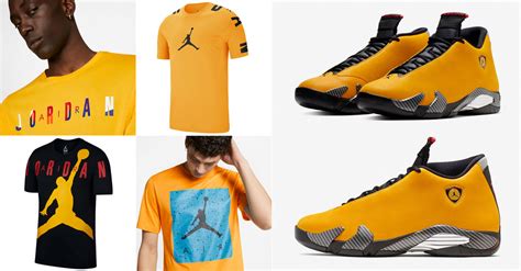 Air Jordan 14 Yellow Ferrari Shirts | SneakerFits.com