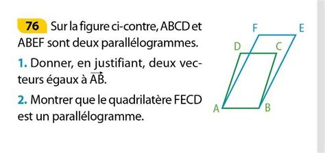 Sur La Figure Ci Contre Abcd Et Abef Sont Deux Parall Logrammes