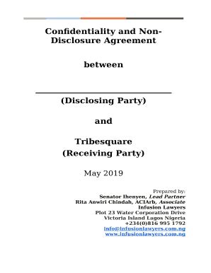 Fillable Online Confidentiality And Non Disclosure Agreement Between