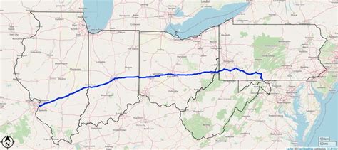 Overview map of I-70 (highlighted in blue) passing through Illinois ...