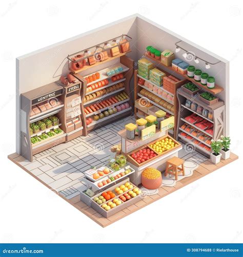 Isometric Supermarket Interior Design Stock Illustration Illustration