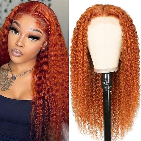 Orange Ginger Lace Front Wigs Human Hair Pre Plucked 150 Density 13x4