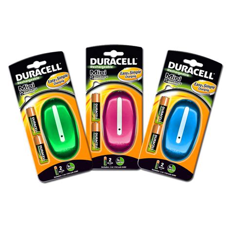 Duracell Mini Colour Battery Charger Includes 2x Aa Batteries Dur