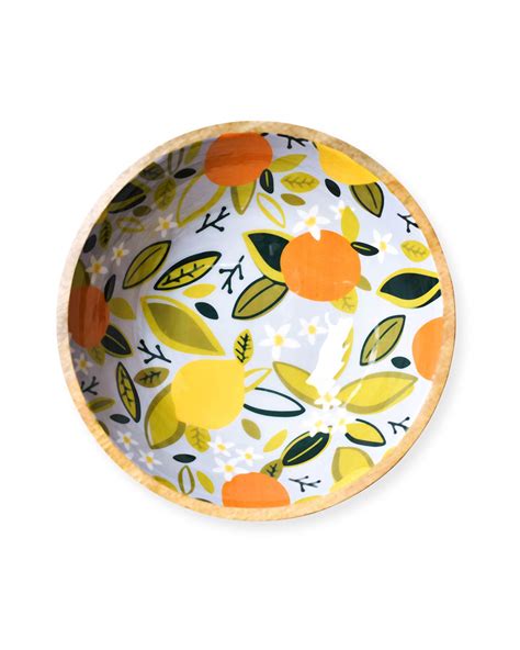 Coton Colors Citrus Mango Wood Footed Bowl Neiman Marcus