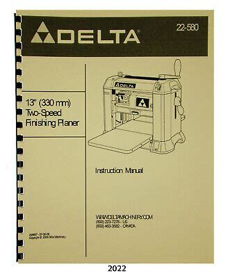 Delta Speed Planer Model Instruction Parts List Manual