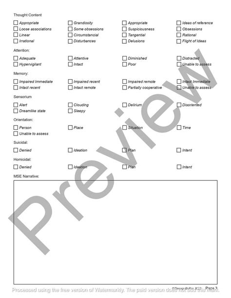 Psychiatric Progress Note Editable Fillable Pdf Template For Counselors Psychologists Social