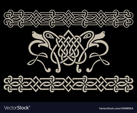 Ancient Celtic Scandinavian Ornament With Wolf Vector Image