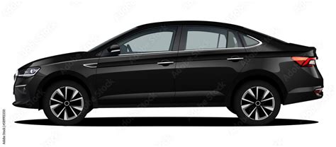 realistic vector black car sedan isolated with gradients, shadow and ...