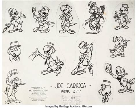 Jos Carioca And Panchito Pistoles Printed Model Sheet Group Of Walt