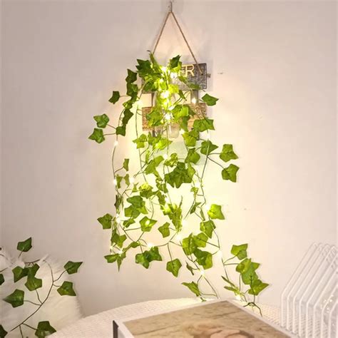 Planta Cord O Hera Folha Planta Artificial Luz Led Fio Fixo