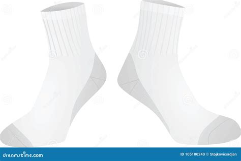 White Socks Template Front View Stock Vector Illustration Of Elastic