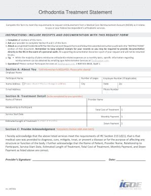 Fillable Online Orthodontia Treatment Statement Igoe Administrative