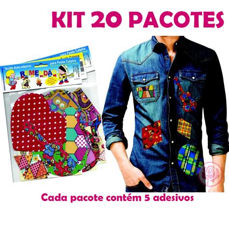 Kit Pacotes De Aplique Tecido Auto Adesivo Retalho Junina Remendo