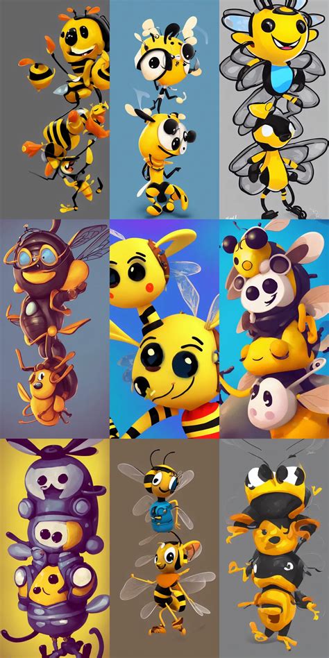 A Cartoon Character The Cute Bee Hyper Casual Stable Diffusion