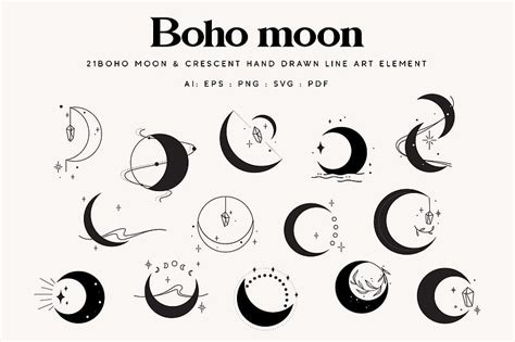 Boho Moon Phases Vector Illustration Graphic By Svgmagicelement · Creative Fabrica Hd