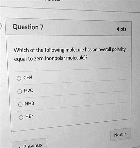 Solved Question Pts Which Of The Following Molecule Has An Overall