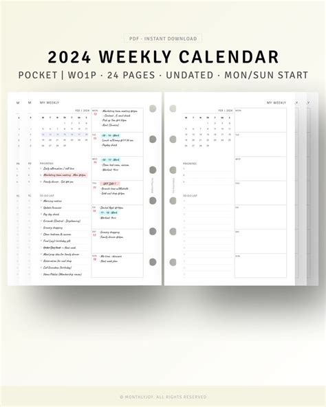 2024 Weekly Calendar List Template Noami Angelika