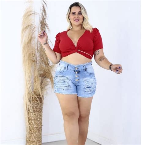 Short Jeans Cintura Alta Feminino Plus Size C Lycra 46 Ao 54