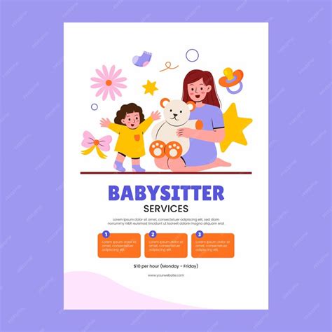 Free Vector Hand Drawn Babysitting Poster Template