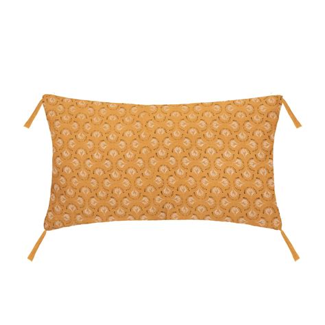 Coussin rectangulaire 50 cm Linah Jaune ocre Déco textile Eminza