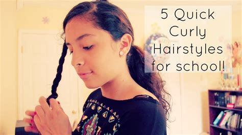 5 Quick Curly Hairstyles For School Youtube