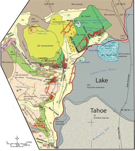 Simplified Geologic Map Of Northwestern Part Of The Lake Tahoe Basin Download Scientific