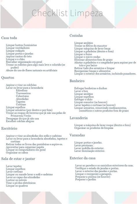 Dia De Faxina Clean House Housework Checklist